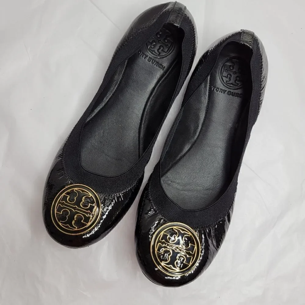 Tory Burch black patent flat 6.5M